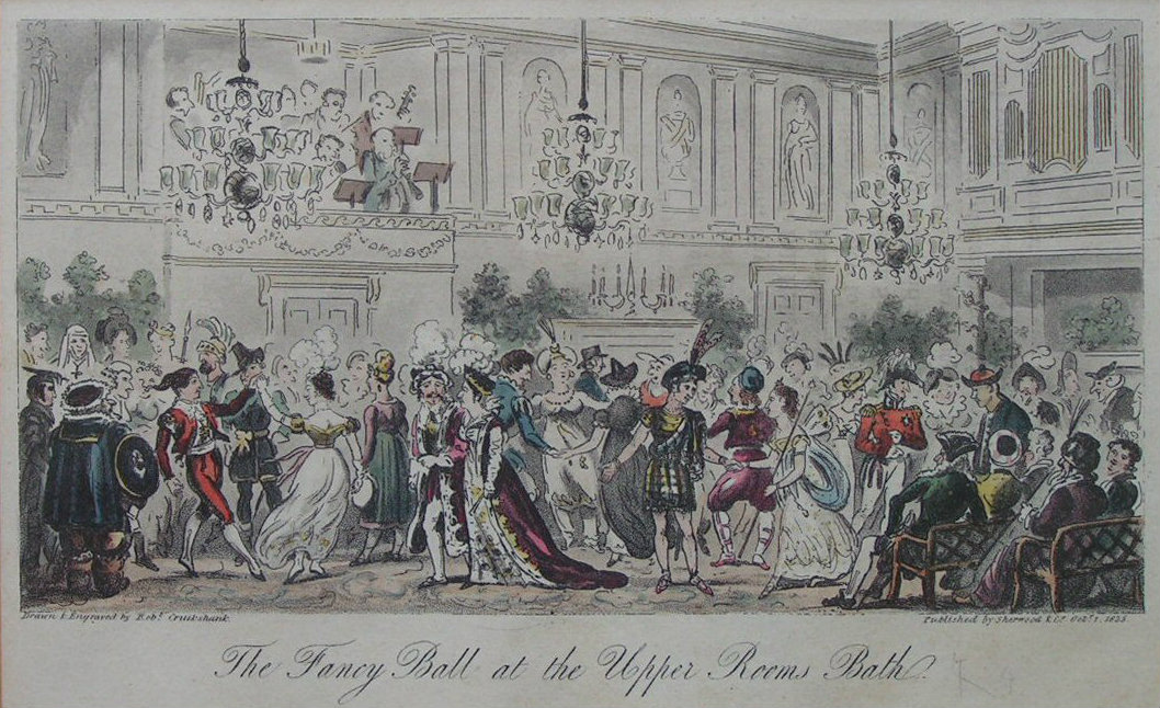 Aquatint - The Fancy Ball at the Upper Rooms Bath. - Cruikshank
